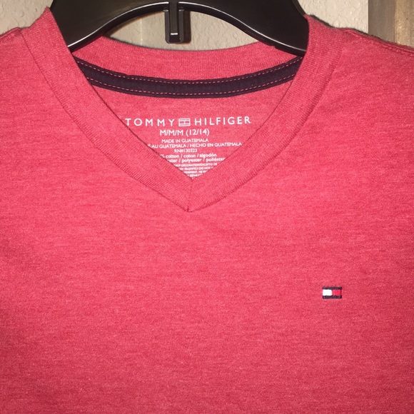 Tommy Hilfiger Boys Red Tee Size Medium 12/14 - Picture 2 of 2
